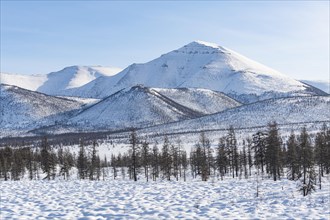 Snow covered Suntar-Khayata mountain Range