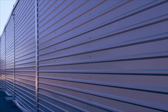 Sheet metal facade of the warehouse. Poland