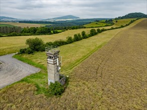 Former GDR watchtower on the border between Thuringia (right) and Hesse (left)