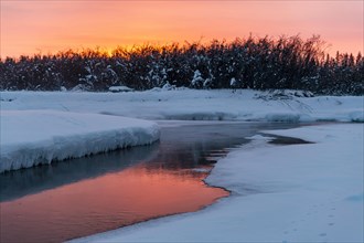 Morning dawn on the Oymyakon River