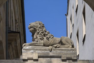 Lion figure above a gateway