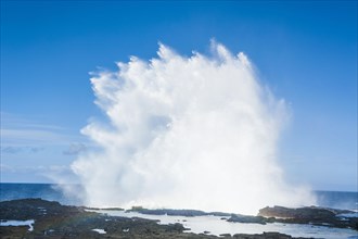 Water blowing through the Alofaaga blowholes on the south of SavaiÂ´i