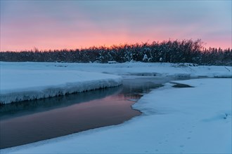 Morning dawn on the Oymyakon River