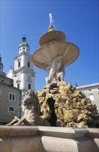 Salzburg Cathedral and Residenzbrunnen on Residenzplatz