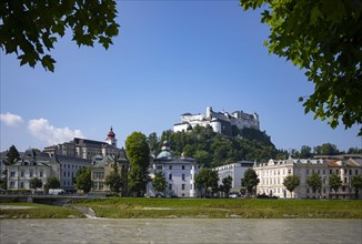 Salzach with Nonnberg Abbey and Hohensalzburg Fortress