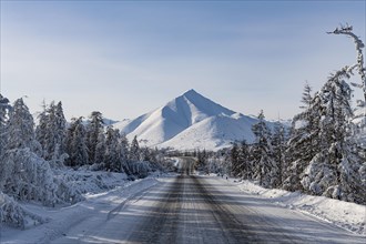 Snow covered Suntar-Khayata mountain Range