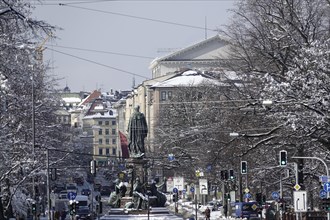 View from Maximilianeum to Maximilianstrasse with Maxmonument and National Theatre State Opera Munich