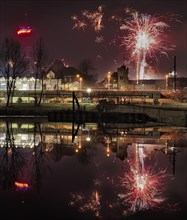 New Year's Eve Fireworks and Reflection
