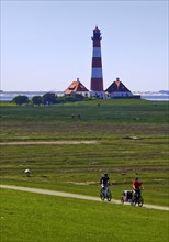 Westerhever Lighthouse with cycling
