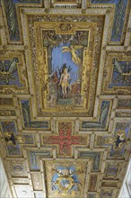 Wooden coffered ceiling of the Basilica of San Sebastiano fuori le mura on the Via Appia Antica