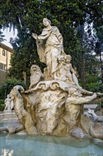 Fountain in the courtyard of Palazzo Venezia with allegorical fountain figure