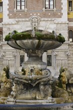 Palazzo del Ragno Spider Palace and Fontana delle Rane Frog Fountain in Piazza Mincio Mincio Square in Quartiere Coppede
