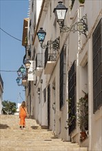 Narrow streets with white houses in Altea Old Town
