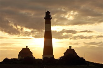 Westerhever Lighthouse at sunset