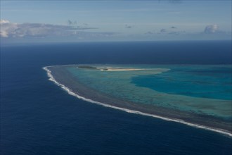 Aerial of Aitutaki lagoon