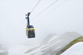 Gondola of the mountain railway to the summit station of the Nebelhorn