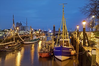Historic harbour at Christmas time in the evening