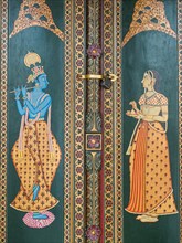 Painted door with Krishna