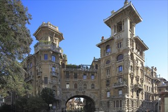 Palazzi degli Ambasciatori Embassy palaces with archway to the Quartiere Coppede