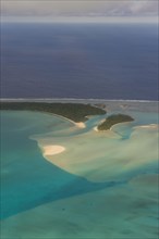 Aerial of Aitutaki lagoon