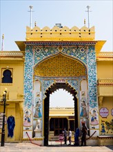 Magnificently decorated watchtower and gate