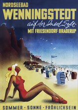 50s poster for North Sea resort Wenningstedt on Sylt