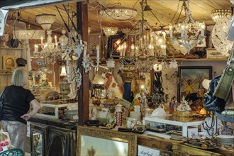 Stall with chandeliers