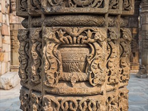 Islamic ornamentation and calligraphy at the Qutb Minar complex