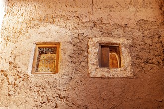 Two windows in clay town Ait Ben Haddou