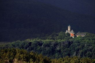 View from Bornhagen to Ludwigstein Castle in the Werra-Meissner district in Hesse