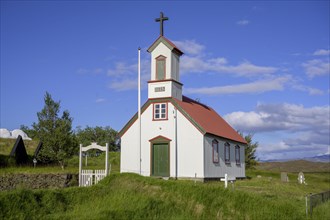 Church at the historic peat homestead Keldur