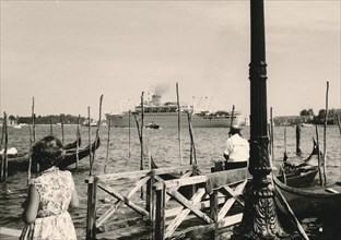 View of a cruise ship from the Riva degli Schiavoni