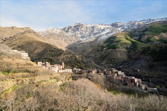 Small berber village located high in Atlas mountains