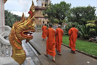 Buddhist monks on their way to prayer