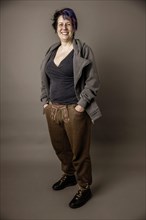 Woman wearing Bavarian-style sweatpants