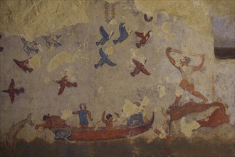 Tomba della Caccia e Pesca tomb of hunting and fishing with frescoes from the 6th century BC