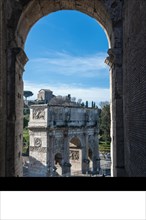 View from round arch of Colosseum to Arch of Constantine
