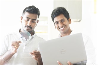 Students in an internship at the university with work equipment