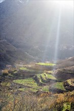 Beautiful terraced fields in high Atlas mountains