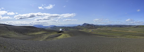 View from the crater lake Viti to the volcanic power plant