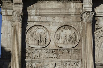 Hadrianic Tondi and Constantinian Frieze on the Triumphal Arch Arco di Costantino Constantine Arch