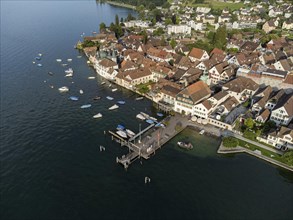 The old town of Steckborn with boat harbour and jetty