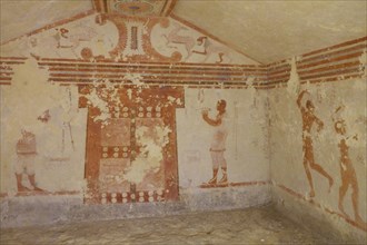 Tomba Cardarelli burial chamber with frescoes from the 6th century BC