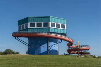 Beach tower with water slide