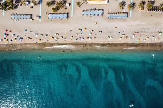 Aerial view of touristic coast in Almunecar by Mediterranean Sea
