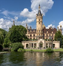 Panorama of the castle at Schwerin Inner Lake
