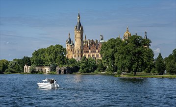 Panorama of the castle at Schwerin Inner Lake