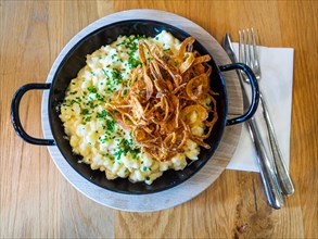 Cheese spaetzle with fried onion