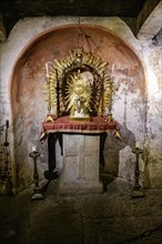 Altar in Crypta of Pope Adrian I in ancient cellar of Church of Santa Maria in Cosmedin