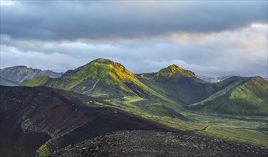 View from Ljotipollur volcano in the evening light